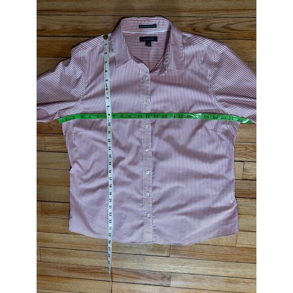 Land's End | No Iron Pintuck Oxford Red White Striped Dress Shirt | Size 14 - Picture 8 of 8